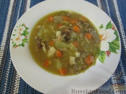 Гороховый суп с копченостями, грибами и маринованными овощами: Наш гороховый суп с копченостями готов! Приятного аппетита!!!