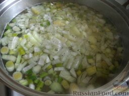 Зеленый борщ с консервированным щавелем: Затем добавить рис и лук. Варить на небольшом огне под крышкой 20 минут.