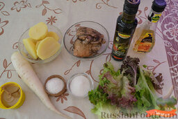 Картофельный салат с курицей и редиской: Ингредиенты для картофельного салата с курицей и редиской.