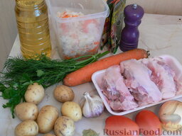 Щи с квашеной капустой и курицей: Подготовим продукты.