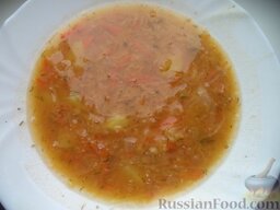 Чечевичный суп с квашеной капустой: Чечевичный суп с квашеной капустой готов. Подать со свежей зеленью.  Приятного аппетита!