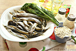 Мойва жареная в майонезе, с зеленью: Знакомимся с ингредиентами для приготовления рыбного блюда.