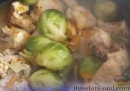 Курица, тушенная с брюссельской капустой (в мультиварке): Вкусное, аппетитное мясное блюдо с брюссельской капустой готово!