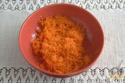 Морковная запеканка (в мультиварке): Как приготовить морковную запеканку в мультиварке:    Измельчаем оранжевый плод на мелкой кулинарной терке, выкладываем его в глубокую креманку.