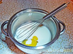 Вареники с черешней (на заварном тесте): Как приготовить вареники с черешней из заварного теста:    В кастрюльку поместить молоко, яйцо, соль, сахар.