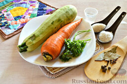 Маринованные кабачки с морковью, на зиму: Чтобы приготовить маринованные кабачки с морковью на зиму, подготовить необходимые ингредиенты. Кабачок должен быть «молодым».