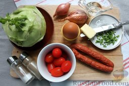 Кольраби с колбаской, томатами и яйцом: Простой набор продуктов для приготовления фаршированной кольраби заготовим заранее.