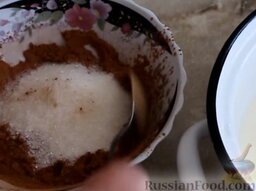 Шоколадное мороженое: Как приготовить шоколадное мороженое в домашних условиях:    Сахар смешать с какао.