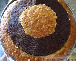 Бисквитный торт "Шахматный", с ароматом кофе: Повторите коржи, чередуя цвета колец.