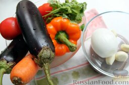 Овощной салат на зиму (без стерилизации): Как заготовить овощной салат на зиму без стерилизации:    Промоем овощи, зелень. Сразу очистим лук, чеснок.