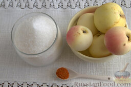 Яблоки в сладком сиропе с шафраном (на зиму): Чтобы заготовить яблоки с шафраном на зиму, сперва подготовим продукты. Банки и крышки заранее простерилизуем.