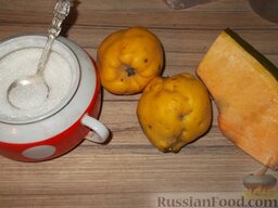 Варенье-минутка из тыквы и айвы: Подготовить продукты для варенья из тыквы и айвы.