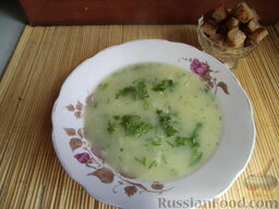 Суп-пюре картофельный с сухариками: Картофельный суп с сухариками можно подавать.    Приятного аппетита!