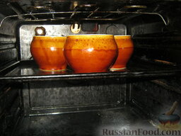 Жульен из грибов: Не накрывая, поместить в разогретую духовку (180 градусов) на среднюю полку на несколько минут до образования румяной корочки.