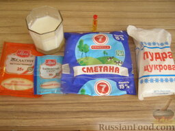 Сметанный крем с желатином (основной): Подготовить продукты для сметанного крема.