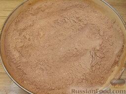 Шоколадный торт (на кефире): Как приготовить шоколадный торт на кефире:    Просеять муку с содой и какао.
