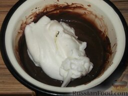 Крем шоколадный заварной: А затем соединяют со взбитыми яичными белками шоколадную часть крема. Крем шоколадный заварной готов.