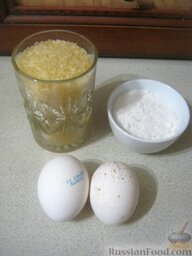 Начинки для пирожков из риса с яйцом: Продукты для начинки из риса с яйцом перед вами.