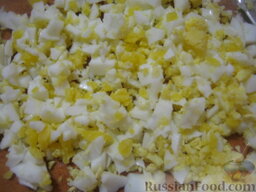 Начинки для пирожков из риса с яйцом: Охладить, очистить и порубить.