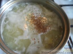Суп из сельдерея: Довести до кипения. Суп из сельдерея хорошо заправлять измельченным тмином или другими пряностями по вкусу. Суп из сельдерея готов.