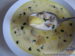 Грибной сливочный суп: Сливочный грибной суп готов.  Приятного аппетита!