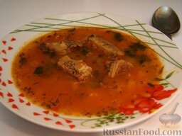 Суп-харчо из говядины с помидорами: Из готового супа лавровый лист вынуть.    Приятного аппетита!