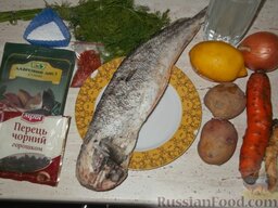 Уха из трески: Подготовить продукты для ухи из трески.