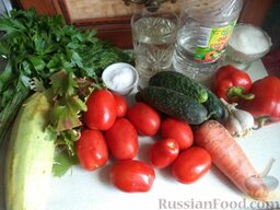Маринованное овощное ассорти: Продукты для консервирования ассорти из овощей перед вами.