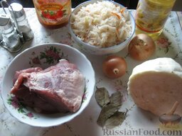 Тушеная капуста с мясом: Ингредиенты для приготовления тушёной капусты с мясом перед Вами.