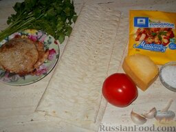 Бутерброд-шаурма: Подготовить продукты по рецепту шаурмы.