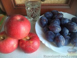 Варенье из яблок и слив: Продукты для варенья из яблок и слив перед вами.