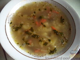 Грибной суп с крупой: Грибной суп с перловой крупой готов.  Приятного аппетита!